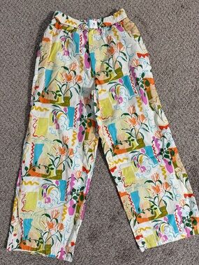 Anthropologie Boxer Trousers Pants Printed Colorful Cotton XS